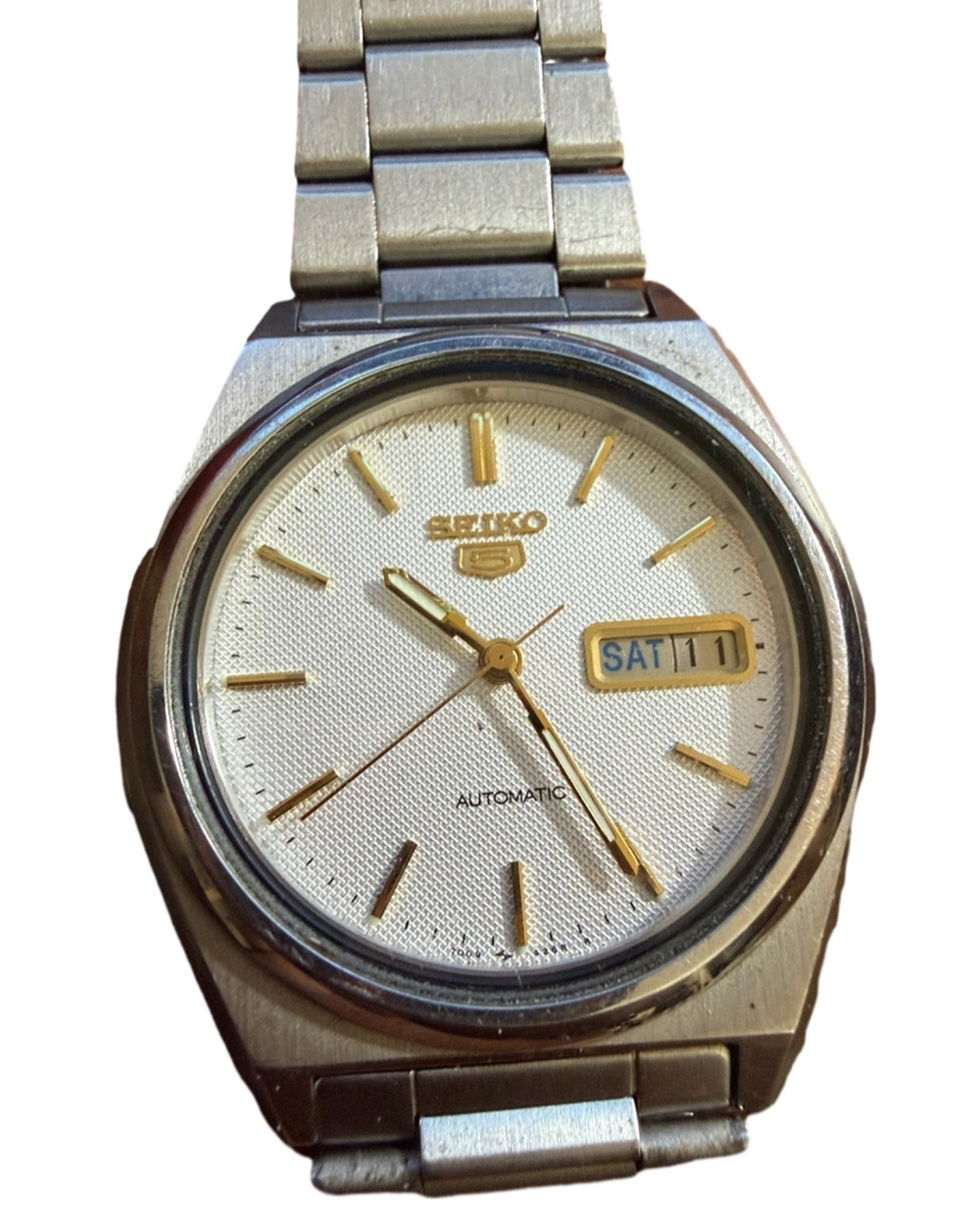 Seiko 5 Automatic Men's Watch Silver Dial Day/Date Stainless Steel